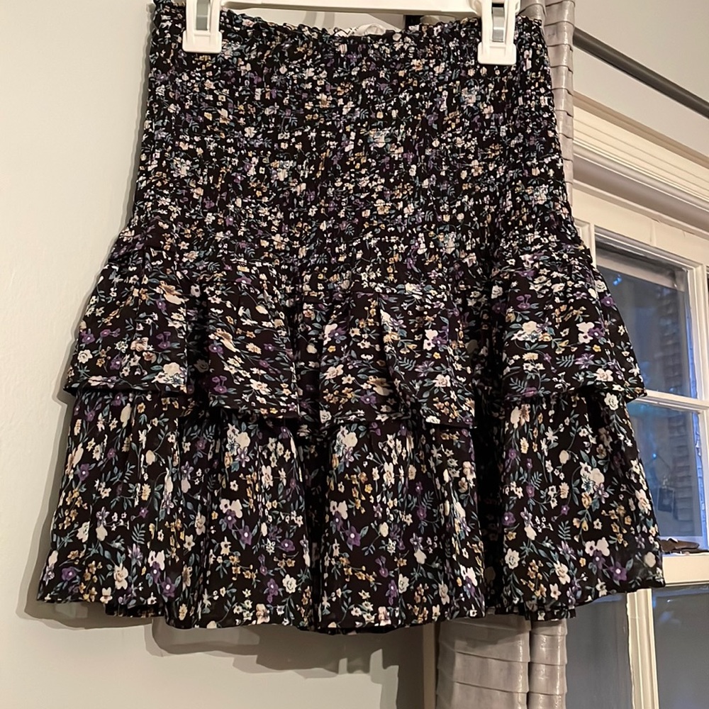 Floral black mini skirt